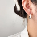 Pendientes de gota de plata pulida para mujer en acero minimalista bañado en oro 18K - Media luna / Color Acero