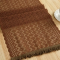 Brown hollow knit table runner with geometric diamond patterns and tassel details - Triangle Stripes 19 / 35*91