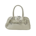 Bolso bandolera beige con forma de concha, hebilla decorativa y cremallera doble - Verde Pálido