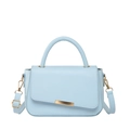 Borsa a mano quadrata celeste minimalista con manico e finiture in metallo dorato - Blu (3167)