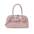Bolso rosa con hebilla de cinturón vintage y acabados metálicos en color plateado - Rosa