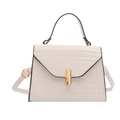 Sac à main blanc à motif crocodile avec fermoir doré et bandoulière réglable - Blanc