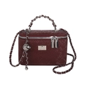 Burgundy snakeskin chain box bag with silver hardware and spherical charm detail - Red