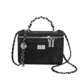 Elegant black snake pattern vanity bag with chain strap and silver twist lock - Black