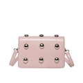 Chic pink punk style crossbody bag with silver studs and quilted diamond pattern - Pink