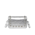Silver punk style crossbody bag with metallic studs and geometric quilted pattern - Silver