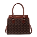 Elegante borsa a tracolla marrone con monogramma e scritte dorate per donne - caffè
