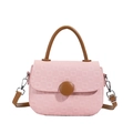 Borsa a tracolla rosa con manico marrone e texture in pelle goffrata geometrica - Rosa