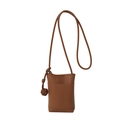 Sac bandoulière marron pour téléphone avec texture litchi et nœud tressé élégant - Marron