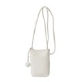 Minimalist creamy white mini crossbody phone bag with textured leather and knot detail - White