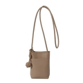 Mini sac bandoulière pour téléphone en marron avec texture grainée et détail de nœud - Kaki
