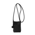Mini sac à bandoulière noir en cuir grainé avec nœud tissé pour téléphone portable - Noir