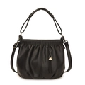 Schwarze Beuteltasche aus Kunstleder mit Falten-Design und Metallreißverschluss - Schwarz