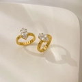 Macro detail of marquise cut zircon rings in 18K gold plated stainless steel - US 6 / Eye Zirconia Style