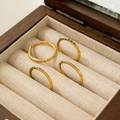 Set van vier 18K vergulde titanium stalen ringen met kleurrijke micro-inlegstenen - US 6 / Omwikkeld Roze Zirkonia