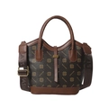 Retro brown clover pattern large tote bag with wide adjustable shoulder strap - Coffee (Style 2)