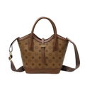 Brown vintage printed tote bag with star patterns and adjustable FASHION strap - Brown (Style 1)
