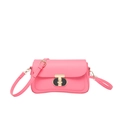 Sac à bandoulière rose minimaliste avec fermoir doré en T pour femme élégante - Rose