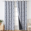 Blue floral blackout curtains with metal grommets for living room and bedroom - 140*260cm / Blue Floral