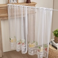 Detail of white lace cafe curtain with colorful fruit prints and rod pocket design - 77.5*90cm (Set of 2) / Fruit Print Flat Coffee Curtain