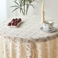Nappe vintage en dentelle de coton beige au crochet pour tables rectangulaires ou rondes - 60*60cm / Nappe au Crochet Rétro Beige