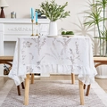 Rustic lavender style rectangular tablecloth with floral patterns and ruffled edges - 140*240CM / White