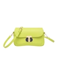Chic light green crossbody square bag with gold metal T-lock and leather texture - Green