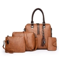 Set di 4 borse da donna in ecopelle marrone con tote bag, tracolla e pochette - Quattro pezzi (Standard) / Marrone