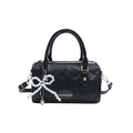 Sac polochon noir à motif python avec charm nœud perlé et bandoulière amovible - Sans Pendentif / Noir
