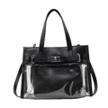 Borsa Kelly in PVC trasparente nero con pochette interna e chiusura in metallo argento - Nero