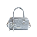 Sac Boston argenté à motif serpent avec nœud en perles et poignées dorées - Sans Pendentif / Argenté