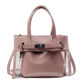 Borsa rosa in PVC trasparente e pelle con pochette interna e tracolla regolabile - Rosa