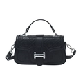 Chic black embossed crossbody bag with silver hardware and GSTH cartoon pattern - Black