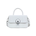 Borsa a mano bianca con patta in tweed e fibbia in metallo argentato in stile elegante - Bianco