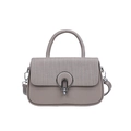 Borsa a mano color tortora in pelle e tessuto intrecciato con fibbia e tracolla - Grigio