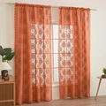 Elegant orange lace rod pocket curtain featuring French butterfly hollow patterns - 132x160cm / Orange