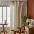 Vintage beige linen ruffle curtains with pole pocket design for a cozy living room decor - 140*100cm / Beige/Cream