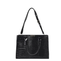 Sac fourre-tout noir motif crocodile avec finition polie et détails dorés élégants - Article unique / Noir