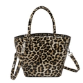 Borsa a tracolla con stampa leopardata, finitura lucida e tracolla staccabile - Marrone
