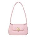 Borsa sottobraccio rosa stile francese da donna con chiusura a cuore dorata lucida - Rosa