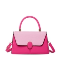 Elegante bolso de mano rosa con panel de cuero trenzado y detalles metálicos dorados - Rosa Rojo