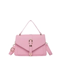 Pink minimalist crossbody phone bag with gold metal buckle and textured fabric - Pink