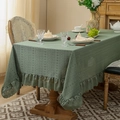 Tovaglia vintage in pizzo verde pastello stile nordico con eleganti bordi a volant - 140x100CM / Verde