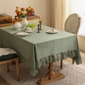 Vintage sage green lace tablecloth with nordic floral jacquard and heat insulation - 140*100 / Small Plum Blossom / Green
