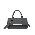 Sac à main en jean gris foncé avec détails dorés et bandoulière amovible style épuré - Noir