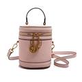 Borsa a secchiello vintage rosa in pelle con medaglione dorato e tracolla rimovibile - Rosa