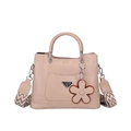 Elegant beige crossbody tote bag with textured faux leather and geometric strap - Khaki