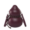 Borsa a tracolla a forma di zucca in pelle opaca bordeaux con dettaglio cordoncino - Borgogna