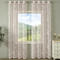 Cortina de encaje rosa con diseño floral y ojales plateados para dormitorio y salón - 132x214 / Rosa Rosada