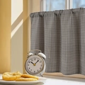 Minimalist black and white gingham cafe curtain hanging in a cozy sunlit kitchen setup - 60x145 / Small Gray Gingham